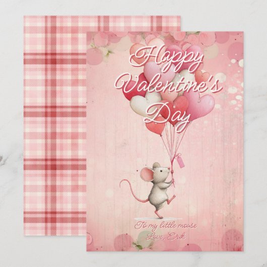 Aangepaste Bericht Muis Dier Valentijnsdag Feestdagenkaart (Voorkant / Achterkant)