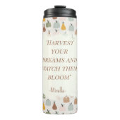 Aangepaste bericht/naam waterverf pompoenen thermosbeker (Voorkant)