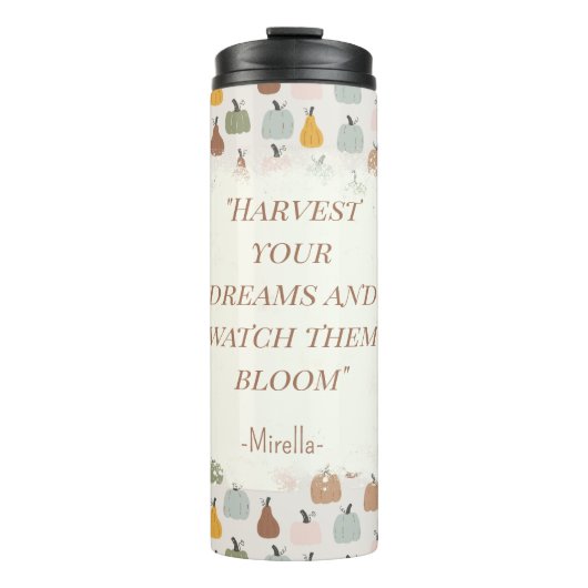 Aangepaste bericht/naam waterverf pompoenen thermosbeker (Voorkant)