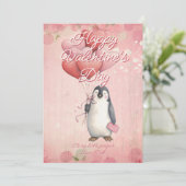 Aangepaste Bericht Pinguïn Dier Valentijnsdag Feestdagenkaart (Staand voorkant)