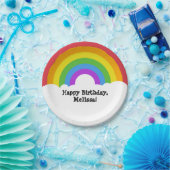 Aangepaste bericht Retro Rainbow en Clouds Papieren Bordje (Feest)