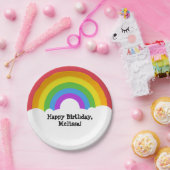 Aangepaste bericht Retro Rainbow en Clouds Papieren Bordje (Feest)