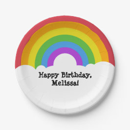 Aangepaste bericht Retro Rainbow en Clouds Papieren Bordje