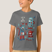 Aangepaste Bericht Retro Robots en Hex Noten Graph T-shirt (Voorkant)