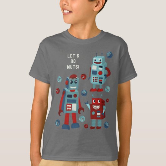 Aangepaste Bericht Retro Robots en Hex Noten Graph T-shirt (Voorkant)