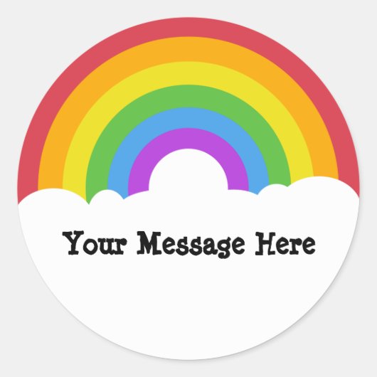 Aangepaste bericht Ronde regenboog en wolken Ronde Sticker (Voorkant)