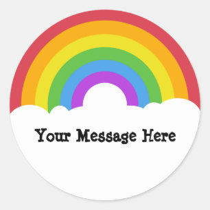 Aangepaste bericht Ronde regenboog en wolken Sticker