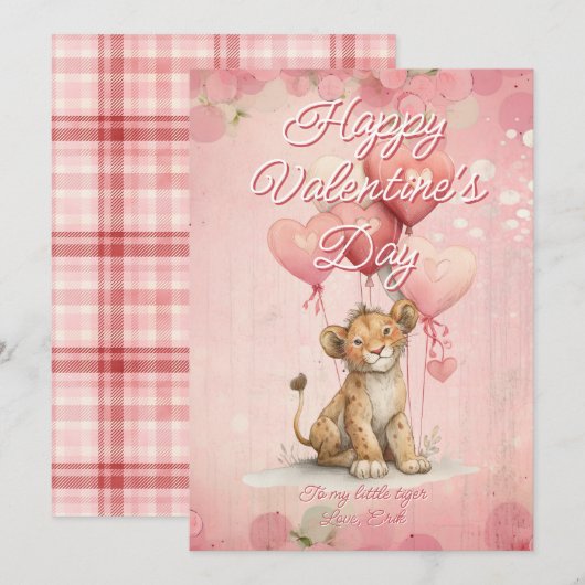Aangepaste Bericht Tijger Dier Valentijnsdag Feestdagenkaart (Voorkant / Achterkant)