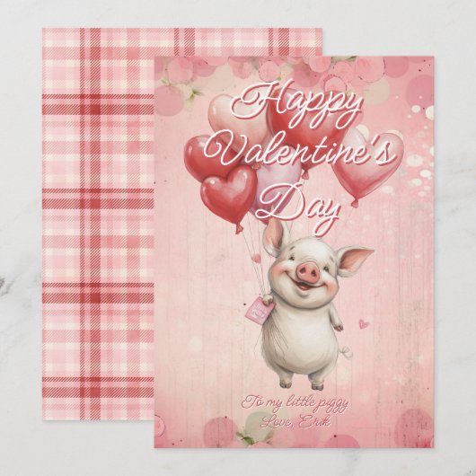Aangepaste bericht varken Valentijnsdag Feestdagenkaart (Voorkant / Achterkant)