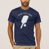 Aangepaste Bericht Witte Pickleball Paddle Grafiek T-shirt (Voorkant)