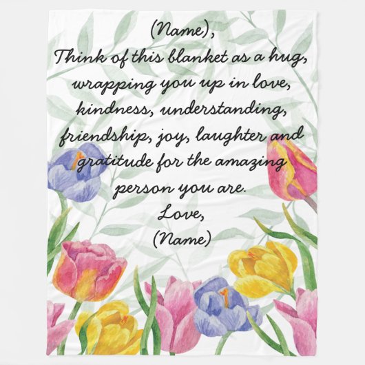 Aangepaste berichtbrief voor groene opslag tulpen fleece deken (Voorkant)