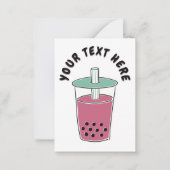 Aangepaste berichtbundel Tea Boba Art | Roze en gr Notitiekaartje (Voorkant)