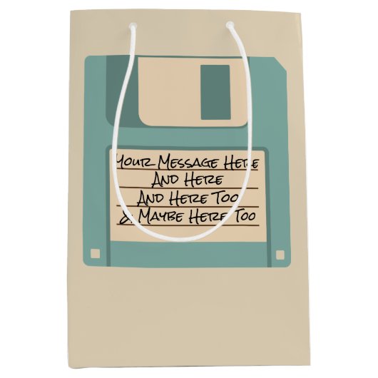 Aangepaste berichtcomputer Diskette met cadeau Medium Cadeauzakje (Voorkant)