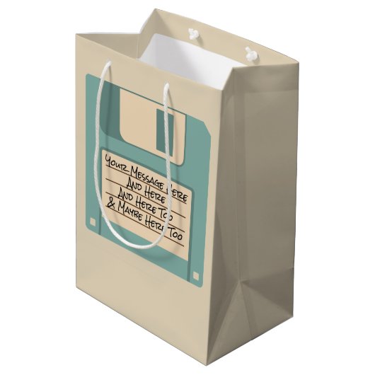 Aangepaste berichtcomputer Diskette met cadeau Medium Cadeauzakje (Achterkant Gekanteld)