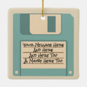 Aangepaste berichtcomputerdiskettestation keramisch ornament (Achterkant)