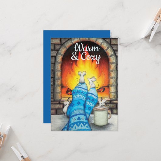 Aangepaste berichtflits met Warm en Cozy Kaart (Voorkant / Achterkant in situ)