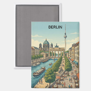 Aangepaste Berlijn Duitsland Vintage Reisoriëntati Magneet