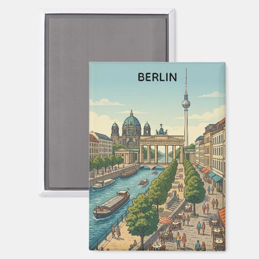 Aangepaste Berlijn Duitsland Vintage Reisoriëntati Magneet (Voorkant / Achterkant)