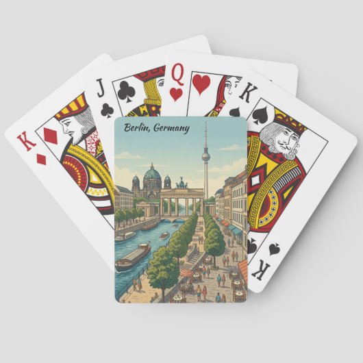 Aangepaste Berlijn Duitsland Vintage Reisoriëntati Pokerkaarten (Achterkant)