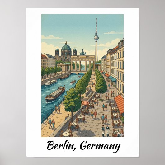 Aangepaste Berlijn Duitsland Vintage Reisoriëntati Poster (Voorkant)