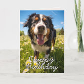 Aangepaste Berner Mountain Dog Happy Birthday Kaar Bedankkaart (Voorkant)