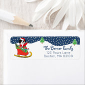 Aangepaste Bernese MT Dog Santa's Sleigh Etiket (Insitu)