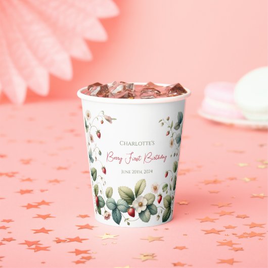 Aangepaste Berry Eerste Verjaardag Papieren Bekers (Insitu)