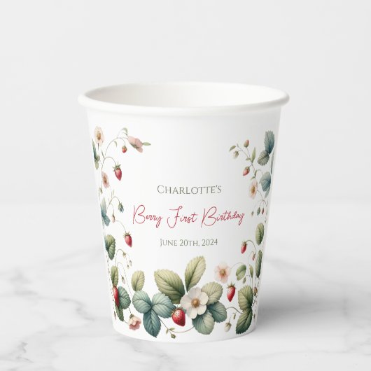 Aangepaste Berry Eerste Verjaardag Papieren Bekers (Voorkant)