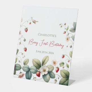 Aangepaste Berry Eerste Verjaardag Reclamebord Met Voetstuk