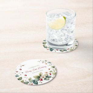 Aangepaste Berry Eerste Verjaardag Ronde Kartonnen Onderzetter