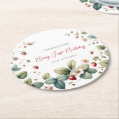 Aangepaste Berry Eerste Verjaardag Ronde Kartonnen Onderzetter (Gebogen)