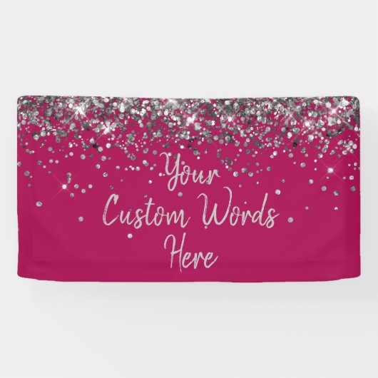 Aangepaste bes en zilver aangepaste verjaardagsfee spandoek (Horizontaal)