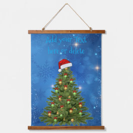 Aangepaste besneeuwde kerstboom wandtapijt hangend wandkleed