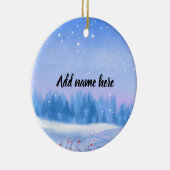 Aangepaste besneeuwde landschap Kerstbal Keramisch Ornament (Rechts)