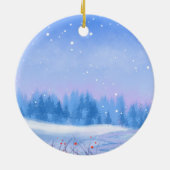 Aangepaste besneeuwde landschap Kerstbal Keramisch Ornament (Achterkant)
