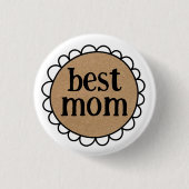 Aangepaste BEST MOM Scalloped Edge Ronde Button 3,2 Cm (Voorkant)