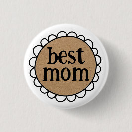 Aangepaste BEST MOM Scalloped Edge Ronde Button 3,2 Cm