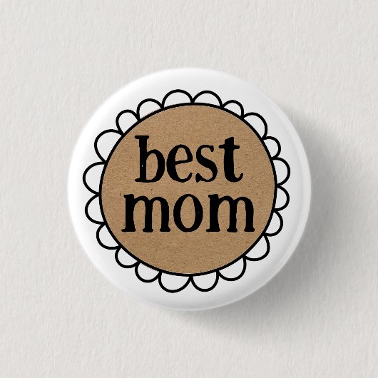 Aangepaste BEST MOM Scalloped Edge Ronde Button 3,2 Cm (Voorkant)