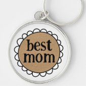 Aangepaste BEST MOM Scalloped Edge Sleutelhanger (Voorkant)