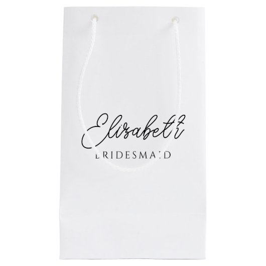 Aangepaste Beste Bruidsmeisje Typografie Script Na Klein Cadeauzakje (Voorkant)