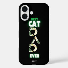 Aangepaste Beste Cat Dad Camo iPhone 16 Hoesje