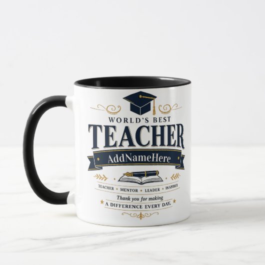 Aangepaste Beste Docent Cadeau Mok (Links)