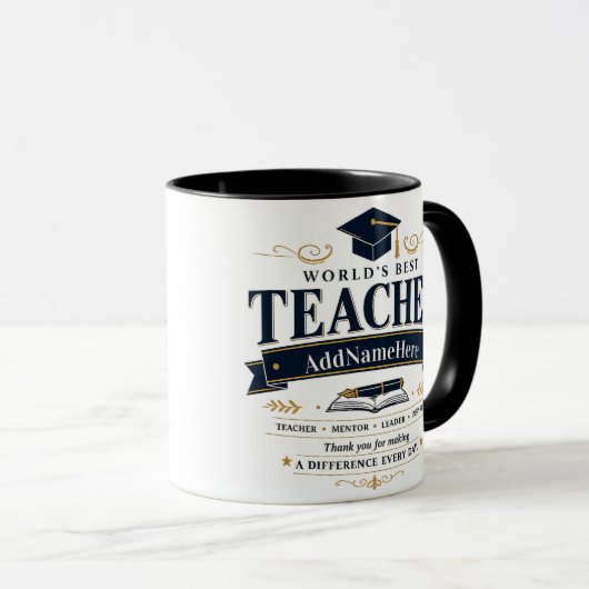 Aangepaste Beste Docent Cadeau Mok (Voorkant rechts)