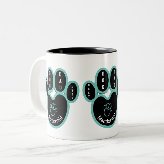 AANGEPASTE BESTE DOG DAD OOIT TWEEKLEURIGE KOFFIEMOK (Voorkant links)