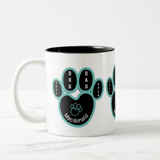 AANGEPASTE BESTE DOG DAD OOIT TWEEKLEURIGE KOFFIEMOK (Links)