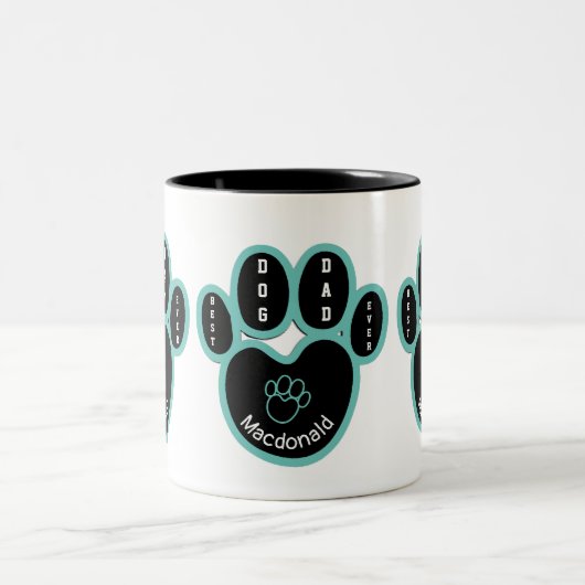 AANGEPASTE BESTE DOG DAD OOIT TWEEKLEURIGE KOFFIEMOK (Center)