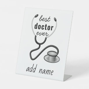 Aangepaste Beste Dokter Ooit Afstudeer Waardering Reclamebord Met Voetstuk