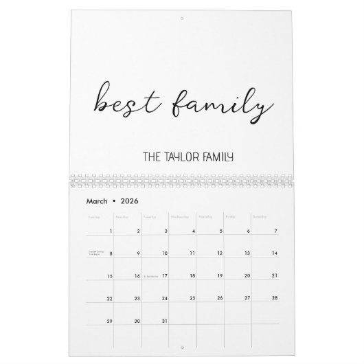 Aangepaste Beste Familie Fotocollage Script 2024 Kalender (Mar 2026)