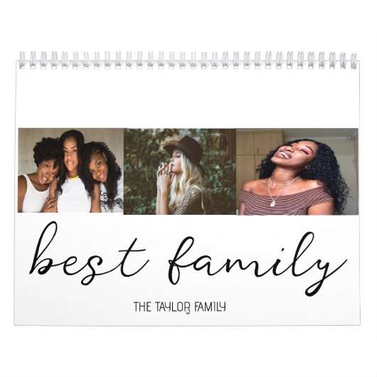 Aangepaste Beste Familie Fotocollage Script 2024 Kalender (Hoes)