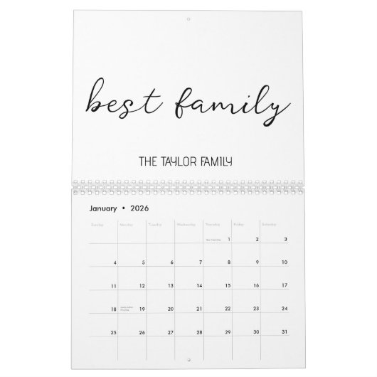Aangepaste Beste Familie Fotocollage Script 2024 Kalender (Jan 2026)